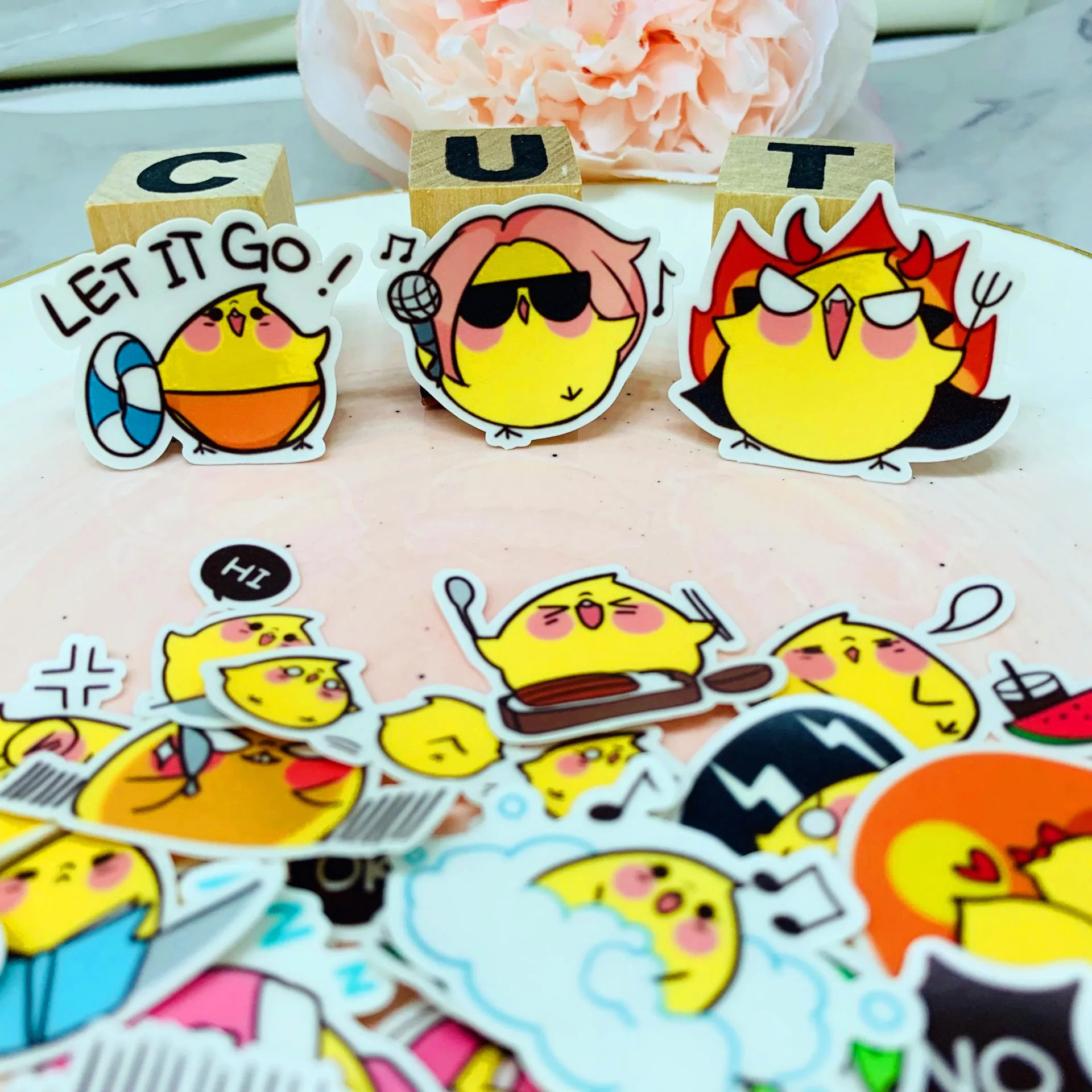 40 шт. милые маленькие желтые цыплята Веселые бумажные наклейки для детей