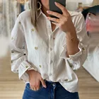 Блузка женская с отложным воротником, модная повседневная элегантная рубашка с длинным рукавом, топ с вышивкой в виде красного сердца