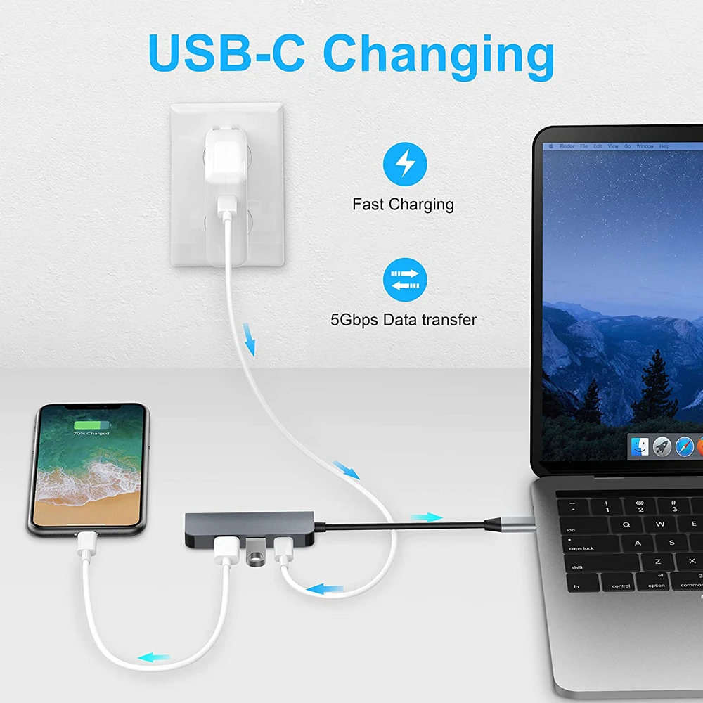 USB C концентратор для домашней работы Type адаптер с HDMI 4K 3 0 2 порты Nintendo Switch MacBook Pro 2020