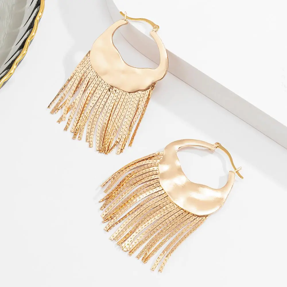 Salircon геометрически монета ракушка Необычные большие длинные серьги для женщин в