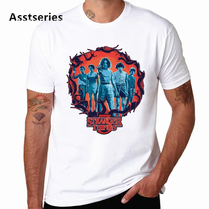 

Stranger Things Design T-Shirt Summer New Upside Down Eleven Tshirt Short Sleeve O-neck Male T Shirt Homme HCP4596