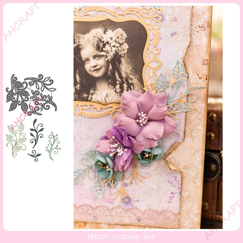 

4pc Flowers Leaves Metal Cutting Dies for DIY Scrapbooking Photo Album Decorative Embossing Paper Card Crafts Die 2021
