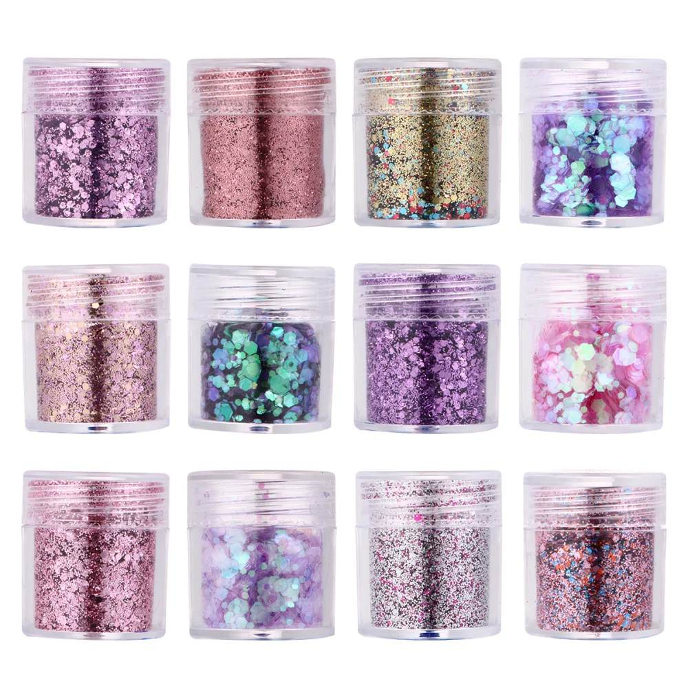 

12 Boxes Nail Art Sequin Colorful Manicure Glitter Stickers Manicure Accessories