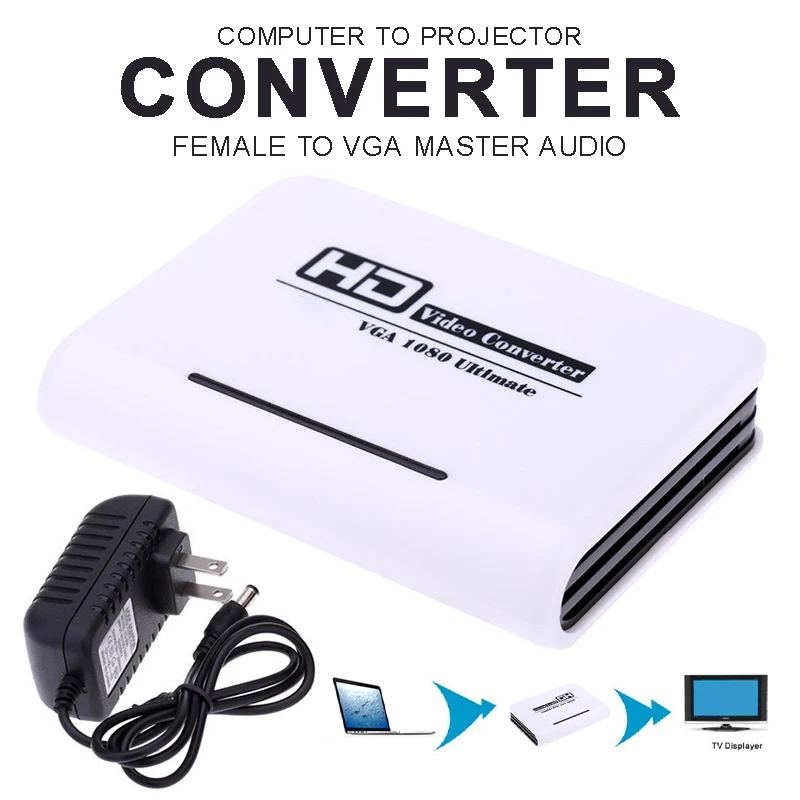 Pohiks 1 шт. 1080P Full HD HDTV Видео Аудио преобразователь высокого качества VGA в HDMI