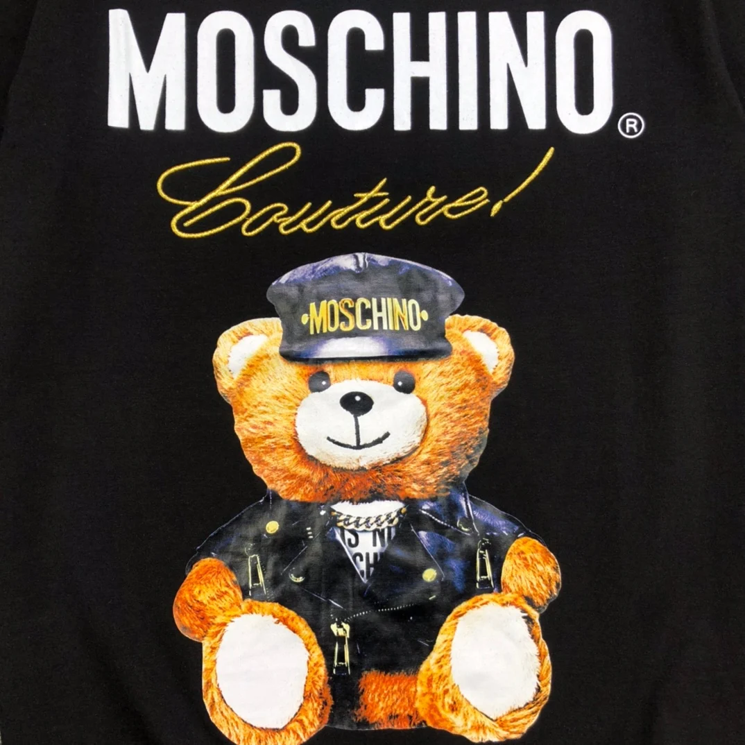 Модные высококачественные футболки Moschino из 100% хлопка топы унисекс с золотой