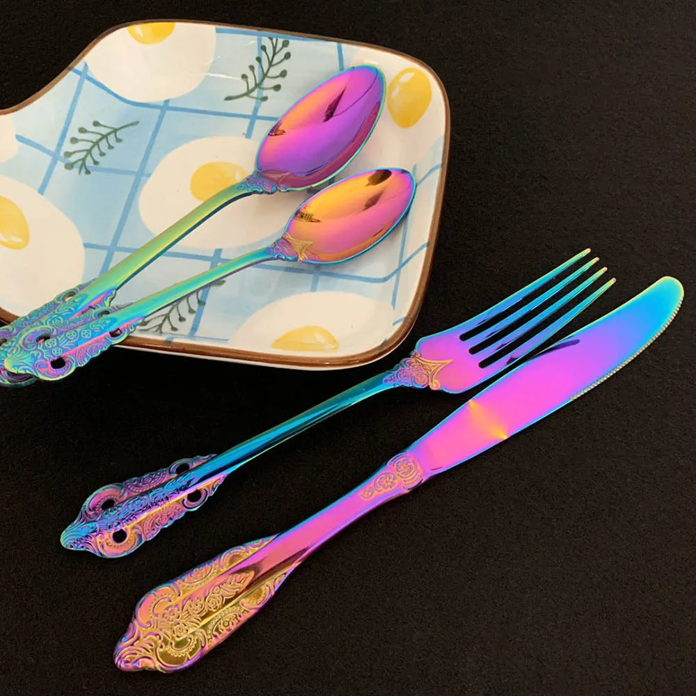 16 шт./компл. набор столовых приборов 304 нержавеющая сталь посуды ножи вилки ложки