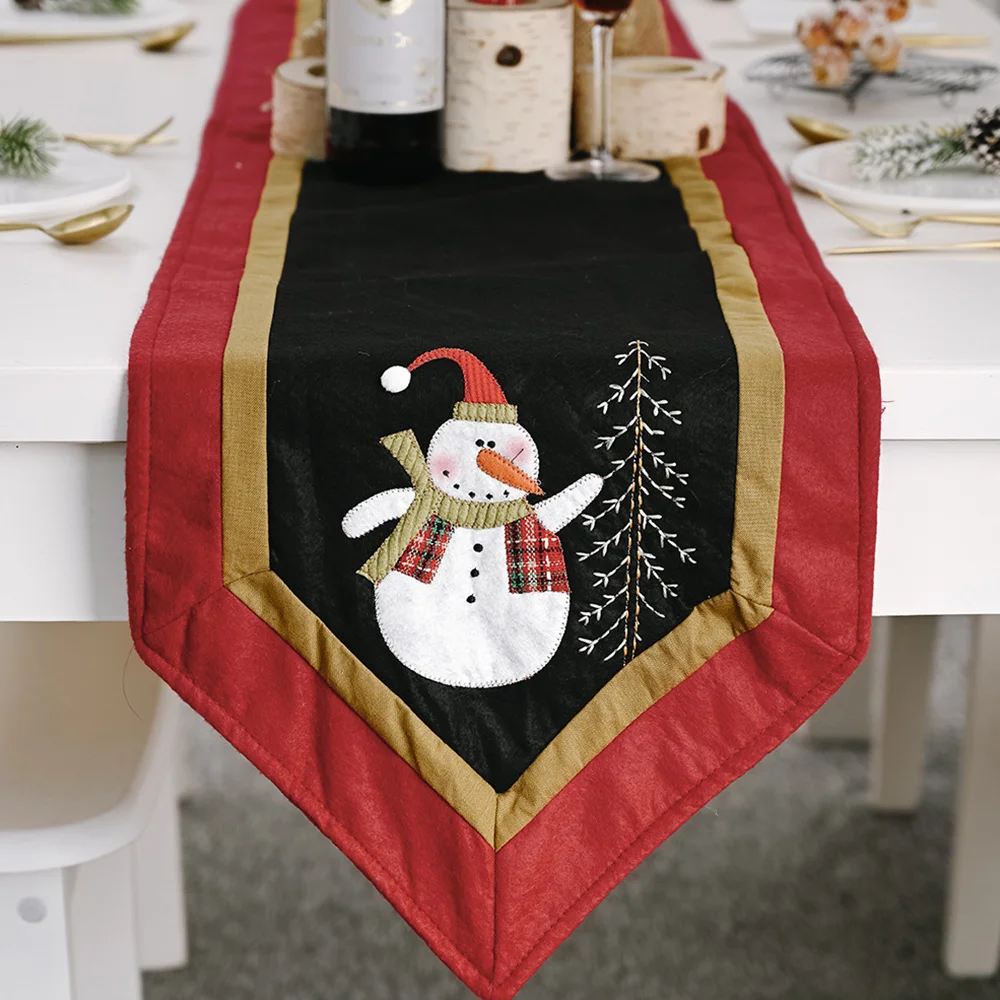 

Christmas Table Runner Snowman Xmas Tablecloth Christmas Decoration Knitted Dinner Table Runners Cloth Placemat Xmas Home Decor