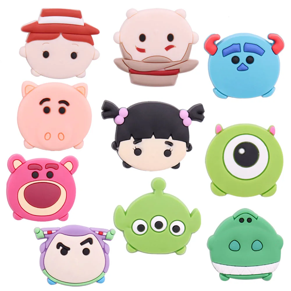 

Mix 50PCS PVC Cute Cartoon Shoe Charms Kawaii Girl Boy Pig Bear Monster Hat Croc Jibz Buckle Fit Wristbands Hole Shoes Kids Gift