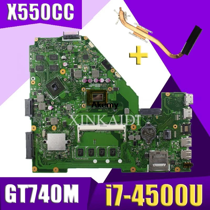 XinKaidi X550CC материнская плата для ноутбука ASUS A550C X550CL R510C тестовая оригинальная материнская плата 4G ram i7-4500U 2,7 GHZ cpu GT740M