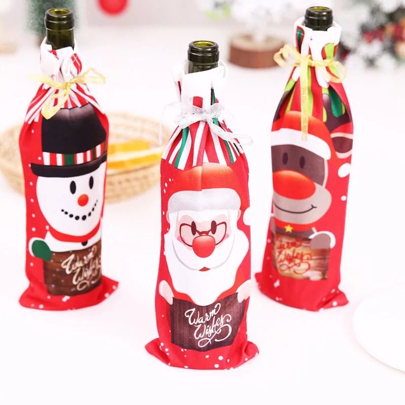Рождественский набор для украшения винной бутылки чехол с Санта-Клаусом
