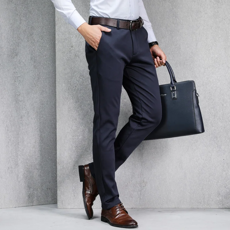 Простой сплошной цвет мужские брюки светильник Роскошные Бизнес повседневные