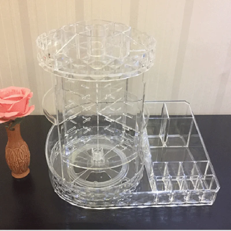 

360 Degree Rotating Cosmetic Storage Box Makeup Organizer Cosmetics Storage Rack Fashion Crystal helf Display Stand High Capacit
