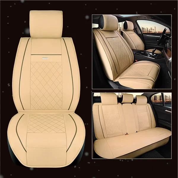 WLMWL универсальный кожаный чехол автокресла для peugeot 206 307 407 207 2008 3008 508 208 308 406 301 всех моделей автомобильные аксессуары - Название цвета: Beige
