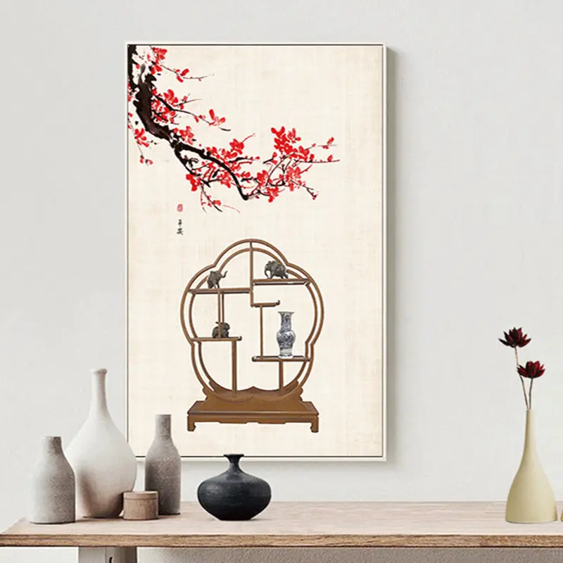 Китайские принты постеры на стену картины холсте рисунки для гостиной розовый