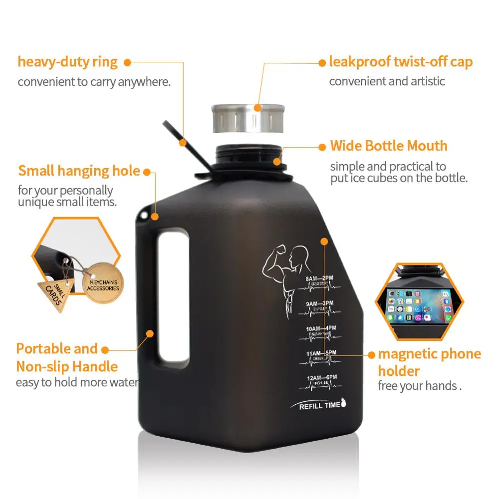 2020New Product 2.7L Спортивная бутылка для воды модный чайник с держателем телефона BPA