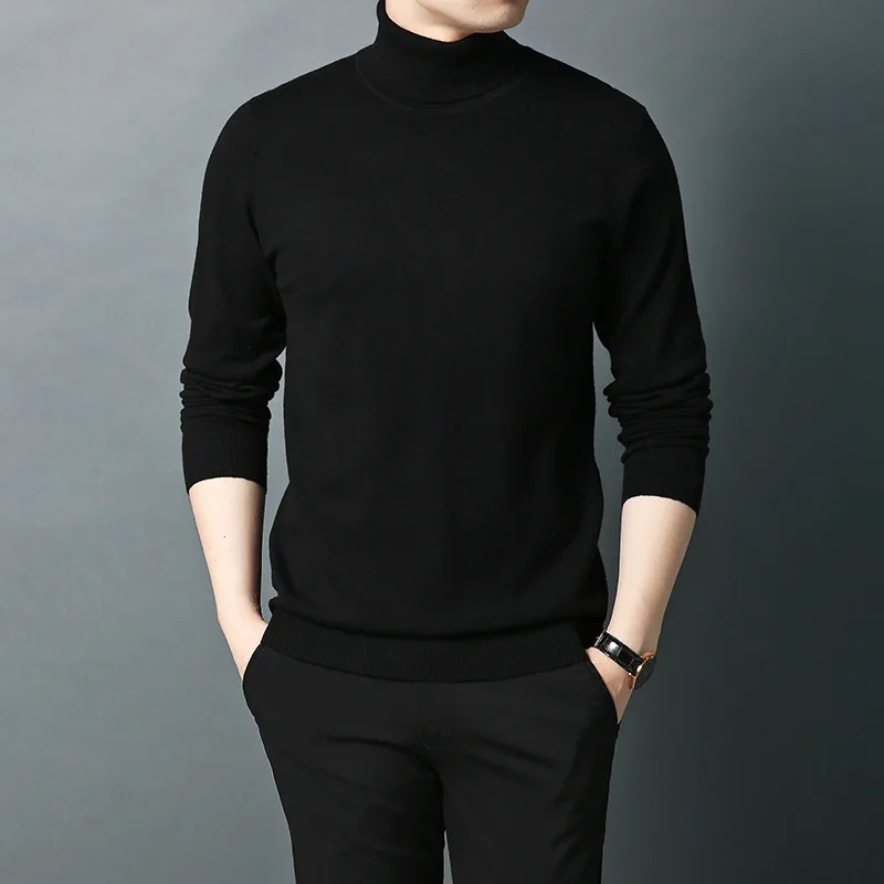 

QUANBO Brand Men's Lightweight Merino Wool/Acrylic Turtleneck Sweater