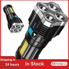 Фонарик светодиодный повышенной яркости с 4 головками, водонепроницаемый походный фонарь с большим радиусом действия для кемпинга, Путешествий, Походов, прожектор для улицы