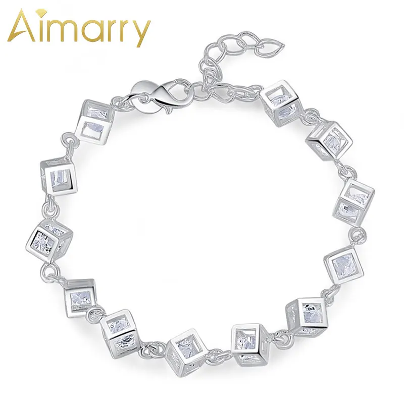 

Aimarry 925 Sterling Silver AAA Zircon lattice Bracelet For Women Charm Party Birthday Wedding Gifts Fashion Jewelry