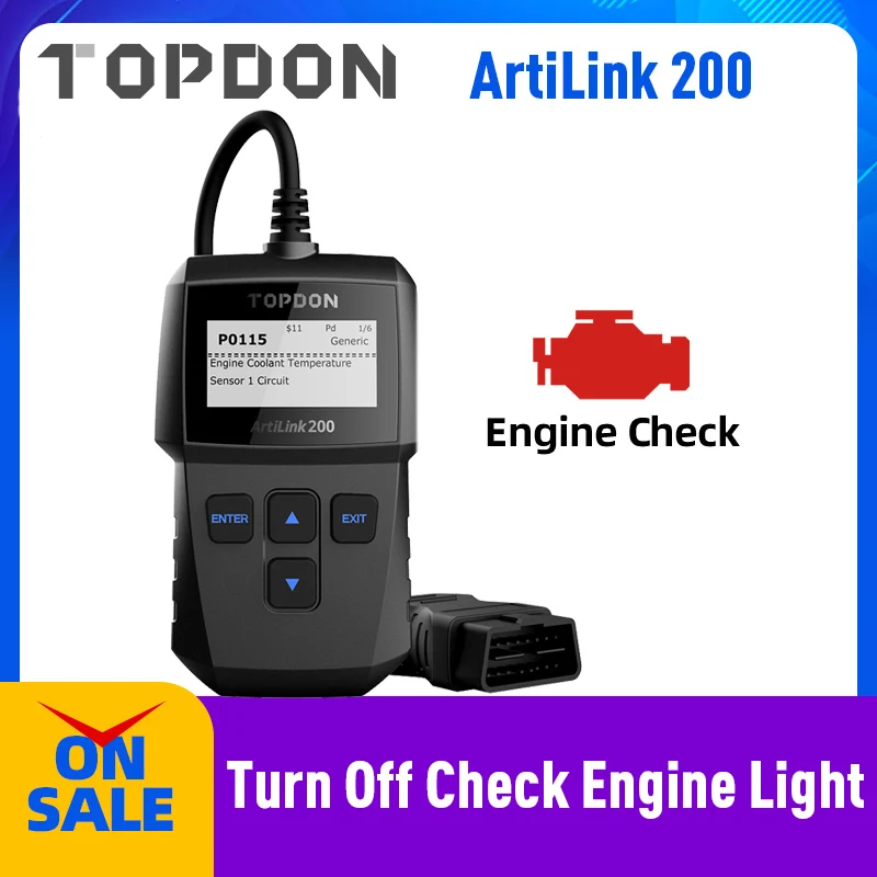 OBD2 сканер TOPDON AL200 автомобильный OBDII диагностический инструмент считыватель кодов