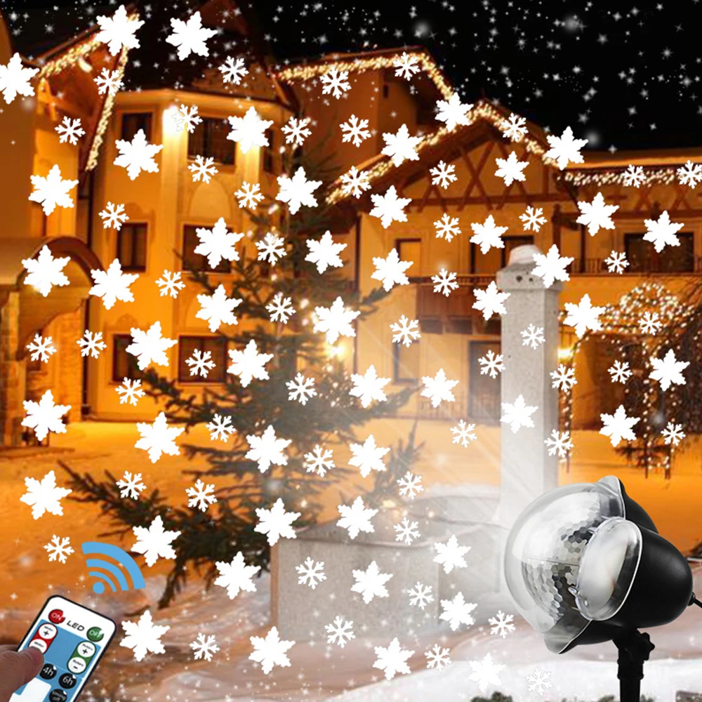 

Snowfall Projector Christmas Moving Snowflake Light Landscape Stage Laser Projector Lamp for Wedding New Year Xmas Garden Decor