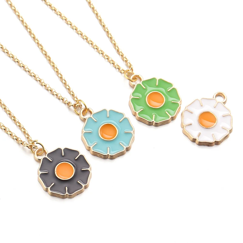 

10pcs 18x15mm Enamel Daisy Charm Pendant Dripping Oil Glazed Flower Charm For DIY Jewelry Making Earrings Accessories 2021 New