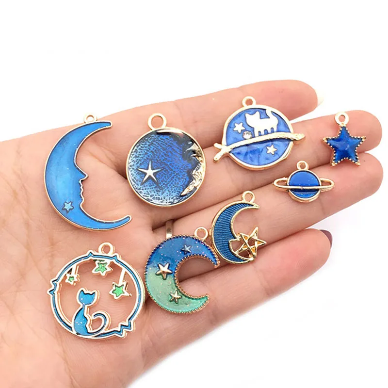 10 шт. подвески в форме капли подвеска виде Луны рождественские золотые из сплава