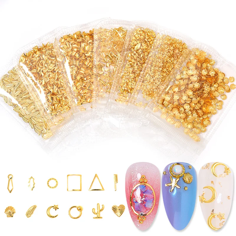 1 пакет Золотой Серебряный ноготь Стразы плоские задние шпильки в виде звезды