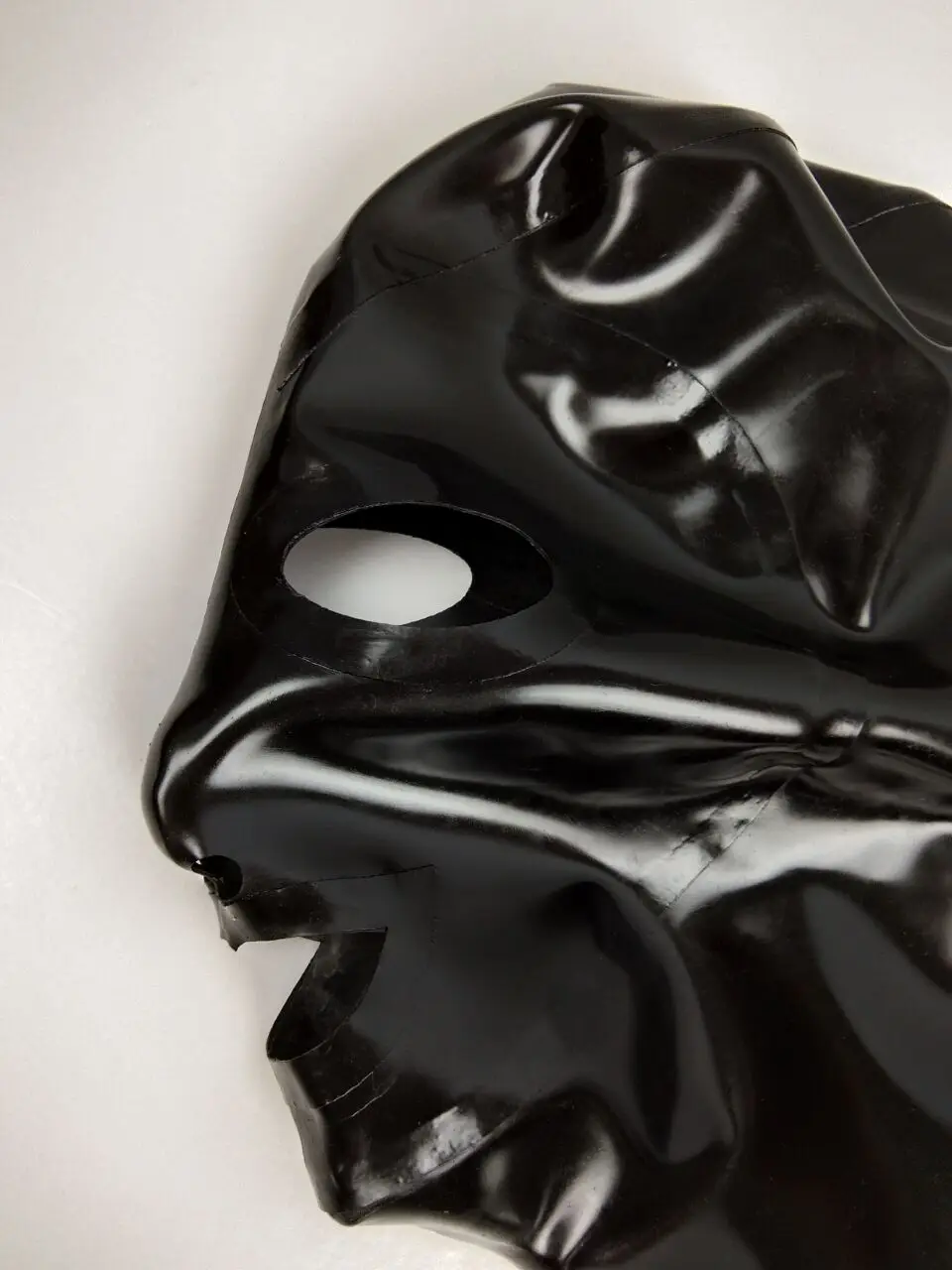 Latex Rubber Full Enclosure Hood with Eyeshade and Gag |