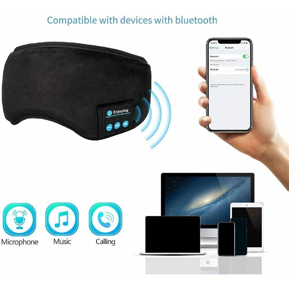 Беспроводные 3D наушники для сна с микрофоном Bluetooth беспроводная повязка на
