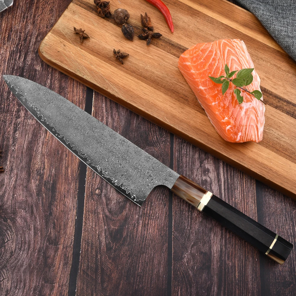 Дамасский поварской нож кухонные ножи из высокоуглеродистой стали 8 дюймов 67