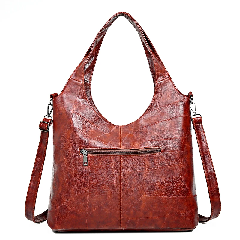 Vintage Women Shoulder Bags Female Handbags Soft Patchwork Leather Crossbody Messenger Bag Ladies Large Casual Totes Hobos bag | Багаж и