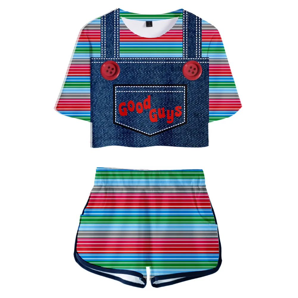 

Chucky 3D Printed Cosplay 3D Printed Crop Top T-shirt Shorts Two Pieces Sets Costume