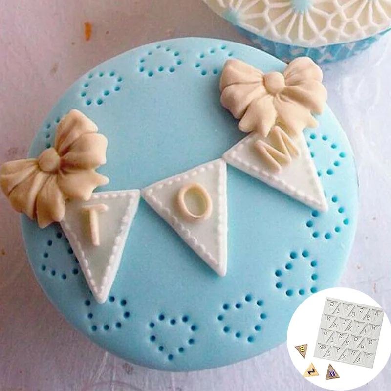 

DIY Alphabet Fondant Mould Letter Bunting Silicone MoldSugarcraft Flag Cake Decorating Silicone mold