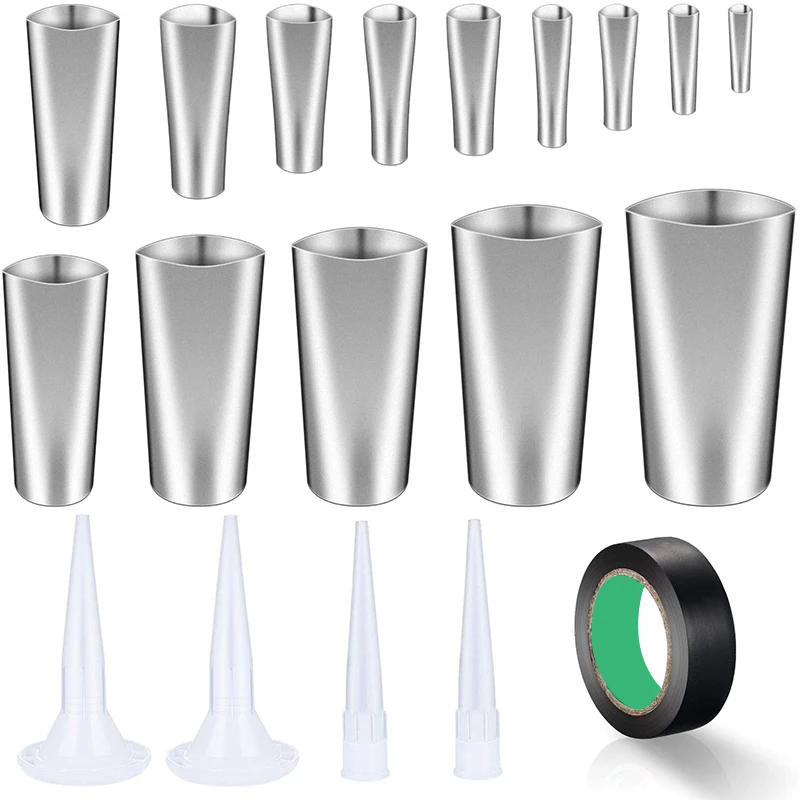 

19 Pieces Caulking Finisher Set, Include Stainless Steel Sealant Finishing Tool Caulk Nozzle Applicator with Tape