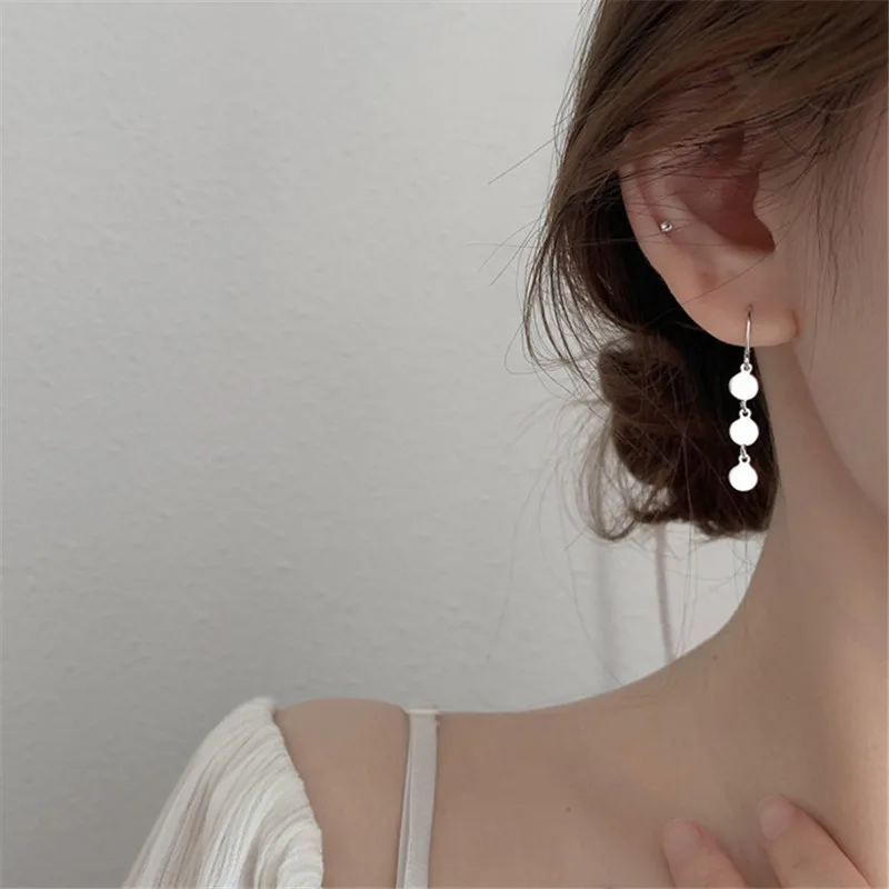 

Серьги-подвески женские из серебра 925 пробы с круглыми бусинами