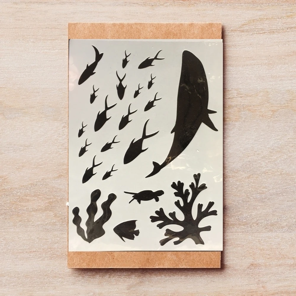 

Трафареты A4 29*21 см для рисования морских КИТ, для самостоятельного нанесения слоев