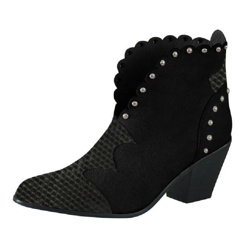 

Color matching snake pattern short boots women station of goods large size