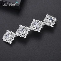 luoteemi korean fashion shinny cubic zircons hair clips for women four crystals top quality wedding jewelry for bridal christmas