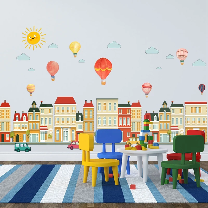 Практичные строительные воздушный шар в форме автомобиля город наклейки на