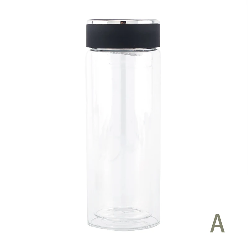 

320Ml Anti-Brandwonden Business Cup Draagbare Kantoor Dubbele Wand Glas Thee Fles Met Roestvrij Staal Met Thee Filter