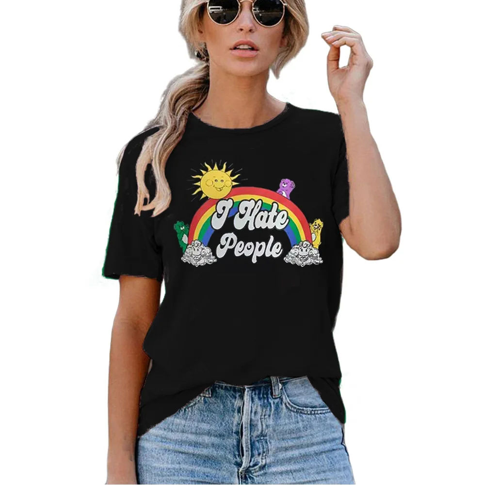 

Carney blouse rainbow print crew neck short sleeve T-shirt