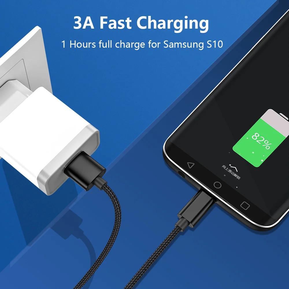 

3A Fast Charging Data Cable USB Type C Cable USB C for Samsung Galaxy S10 S9 Plus Xiaomi Huawei Mobile Phone Charger Cable Usb c