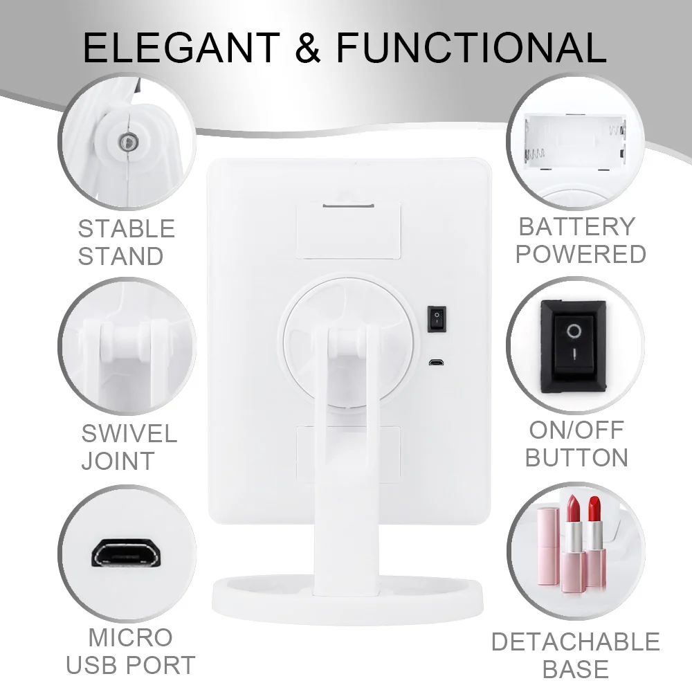 16/22 светодиодный зеркало для макияжа с подсветкой Беспроводная зарядка