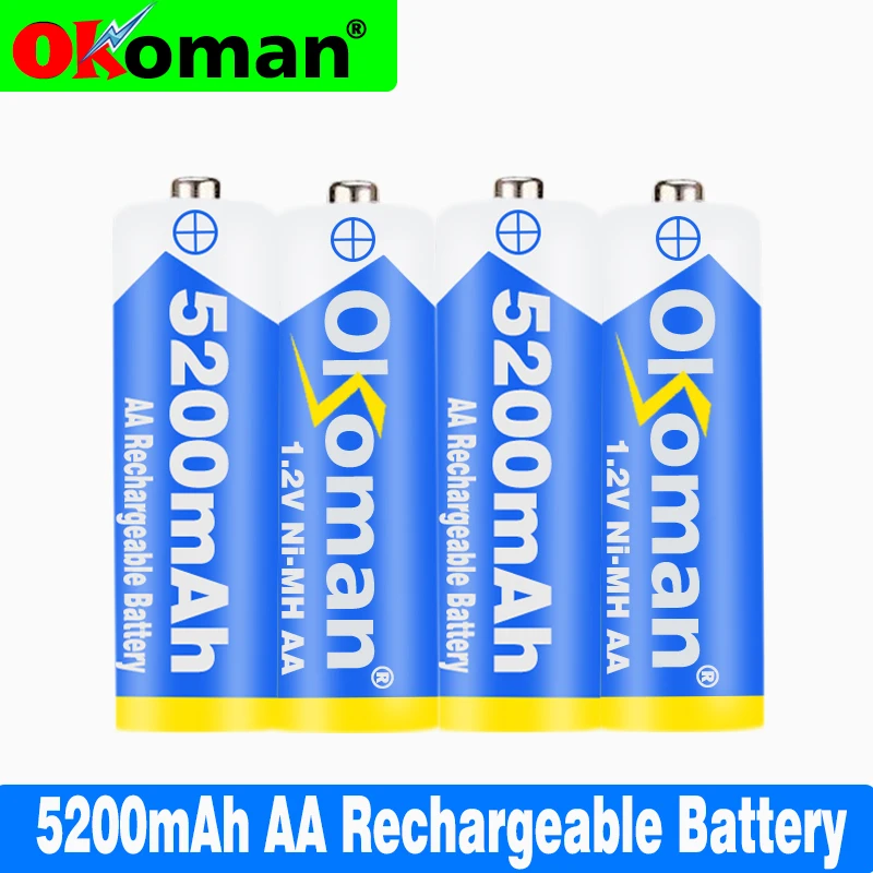 4 шт 5200mAh 1 2 V Ni MH AA Аккумуляторная батарея белый 2A энергия для MP3 сотового RC
