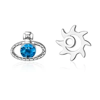 wangaiyao simple hollow sun earrings female blue planet earrings asymmetrical design niche cold wind earrings