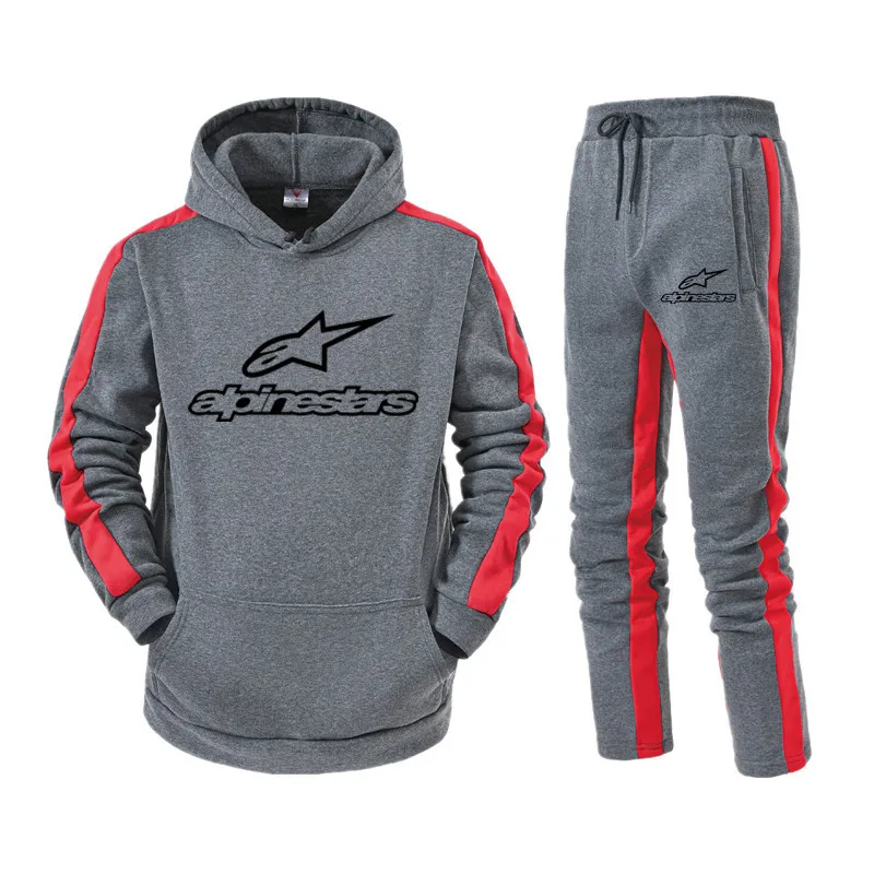 

Alpinestars Print men casual loose-fitting long-sleeved hoodie suit long-sleeved hoodie fitness pants two piece splicing Hoodie