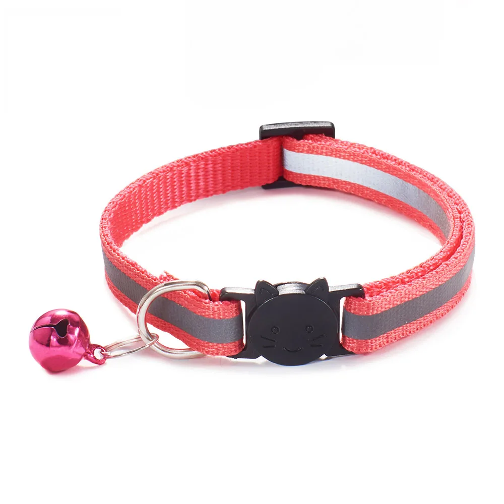 

18 Colors Cats Bells Collars Adjustable Buckles Fashion Reflective Pet Collar Cat Head Pattern Supplies For Pet Accessories