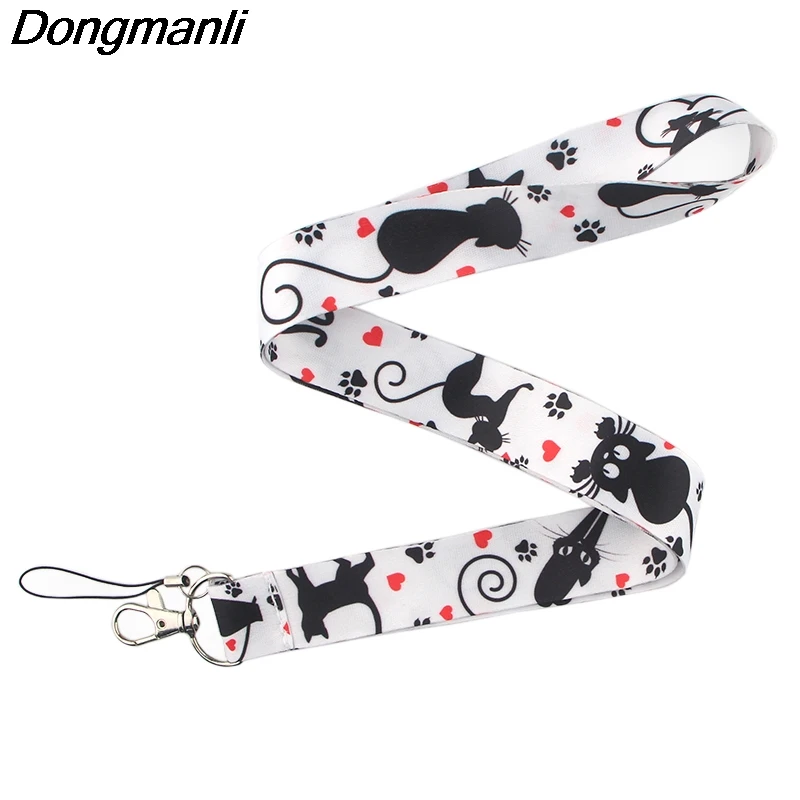 PC218 Black Cat Lanyards ID Badge Holder Card Pass Mobile Phone Straps Key Keychain | Мобильные телефоны и аксессуары
