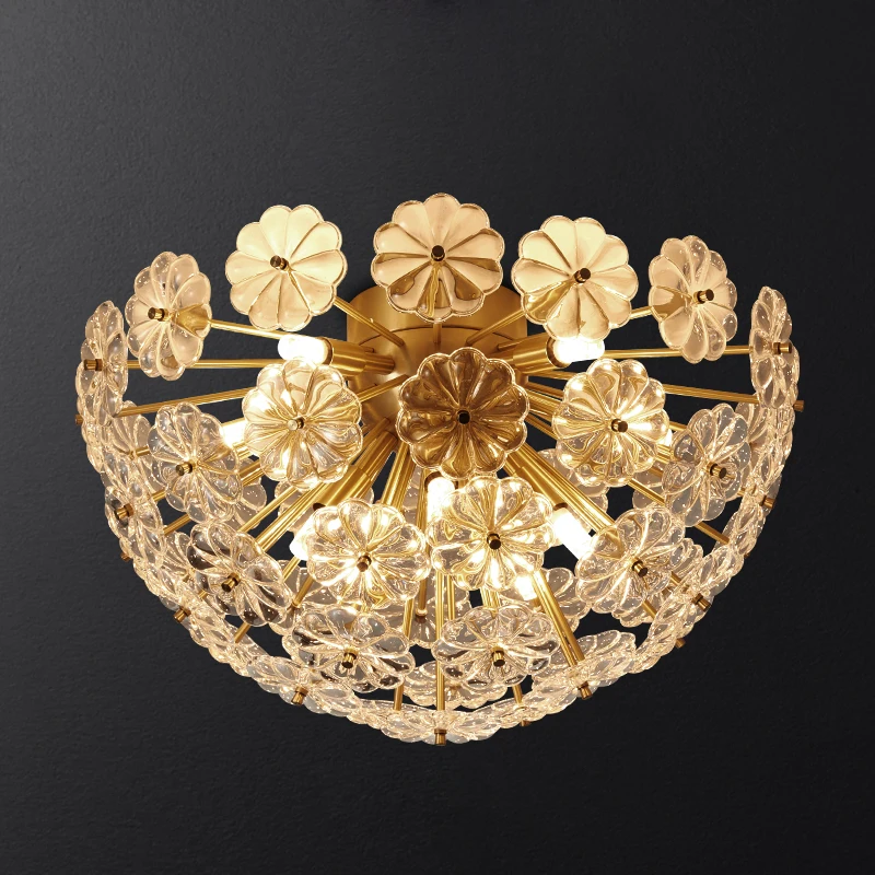 

French style light luxury crystal copper modern American bedroom porch balcony aisle corridor creative personality ceiling lamp