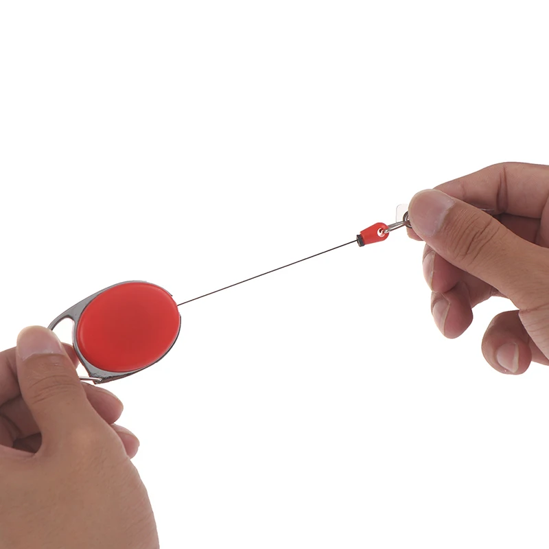 

Retractable Reel Pull Key ID Card Badge Tag Clip Holder Carabiner Style Black keychain 10*3cm